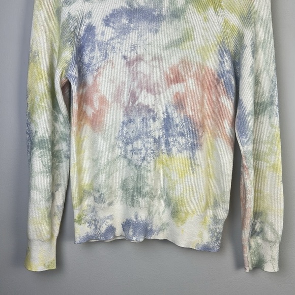 Rails Venus Cashmere Cotton Ribbed Sweater in Rainbow Tie Dye Long Sleeve Top XS - Picture 6 of 16